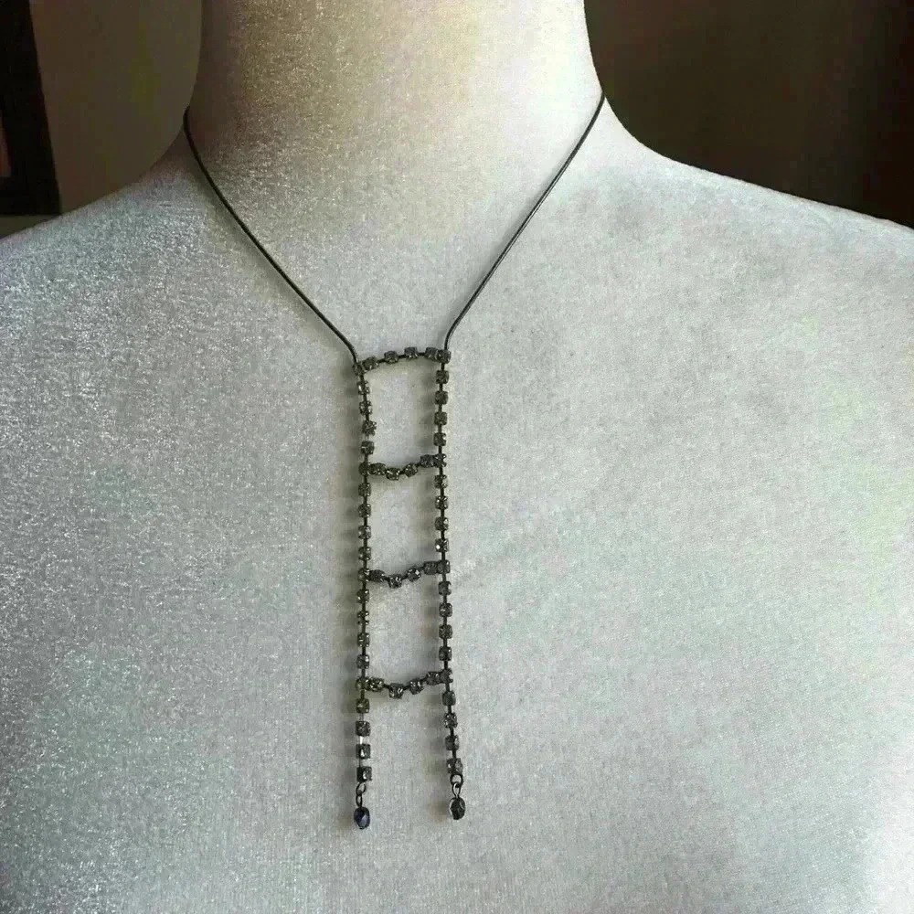 Express Rhinestone embellished Ladder Necklace